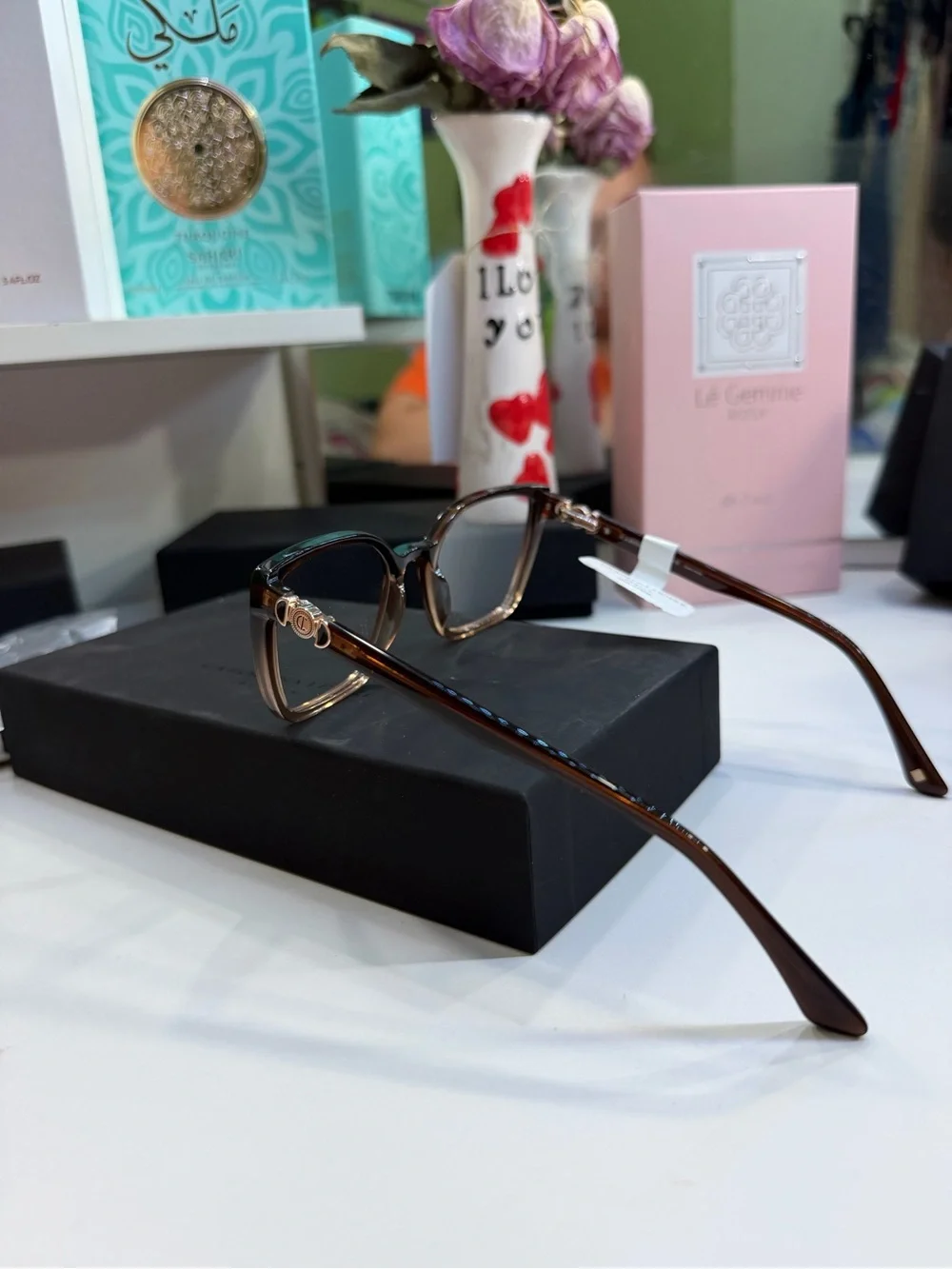 Carolina Lemke Women's Brown Gradient Cat-Eye Glasses (Includes leather pouch)